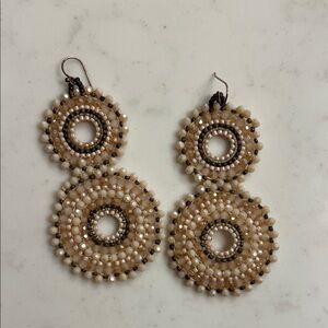 Elegant blush colored Beaded Double Circle Earrings